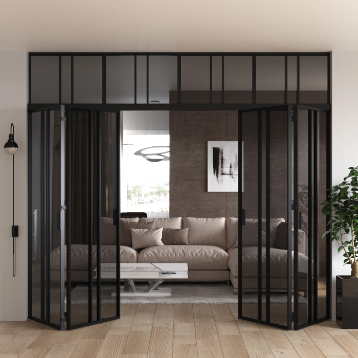 Раскрытая перегородка-книжка в интерьере
